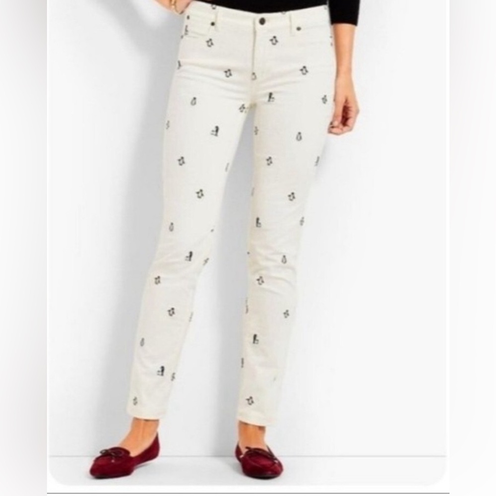 Talbots Penguin Novelty Flawless Five Pocket Slim Ankle Corduroy Pants Sz‎ 2